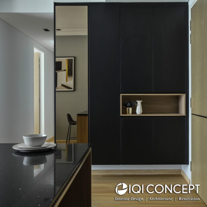 black foyer entrance cabinet