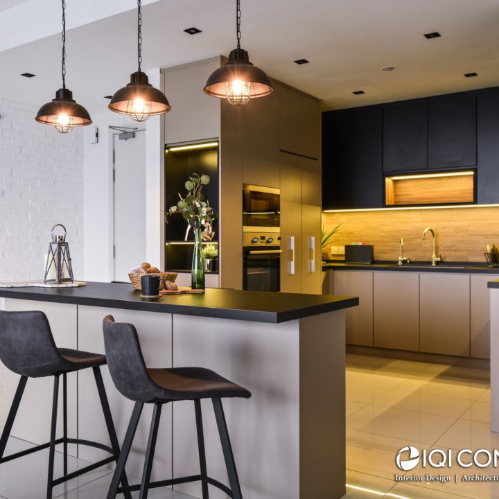 modern industrial condo kitchen island