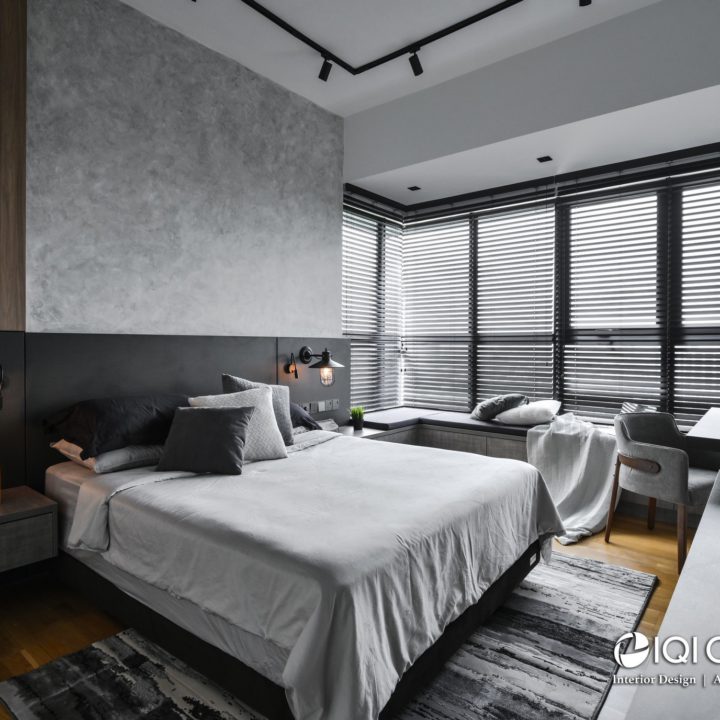 modern industrial condo bedroom design