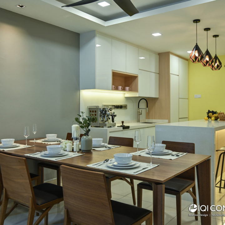 yellow white dry kitchen dining