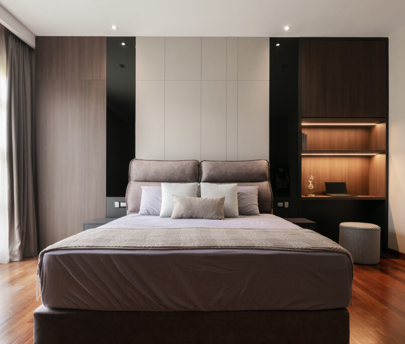 modern contemporary master bedroom bed head