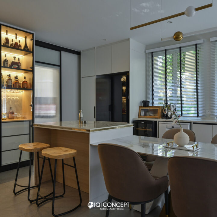 dry kitchen island and cabinet