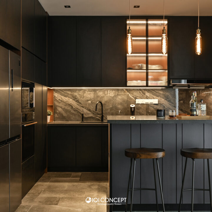 dark kitchen island bar