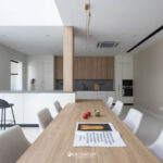 kitchen island with dining table built in